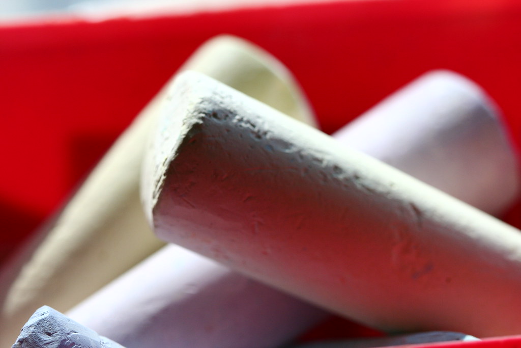 Close-up of thick pastel sidewalk chalk sticks