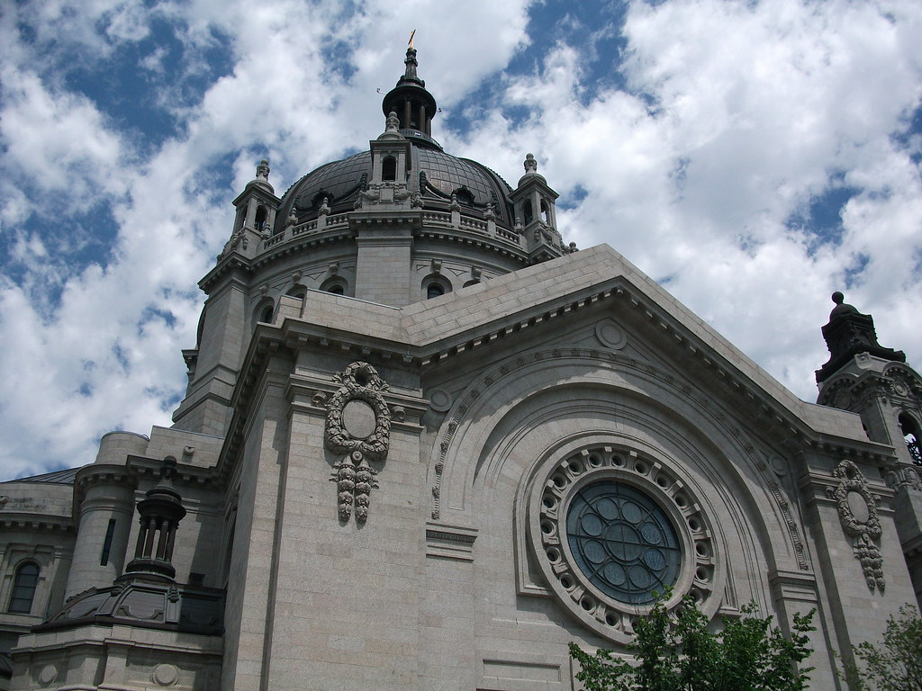 Granite dome and rose window of the Cathedral of Saint Paul